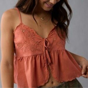 American Eagle Embroidered Rust Camisole Top #Z00